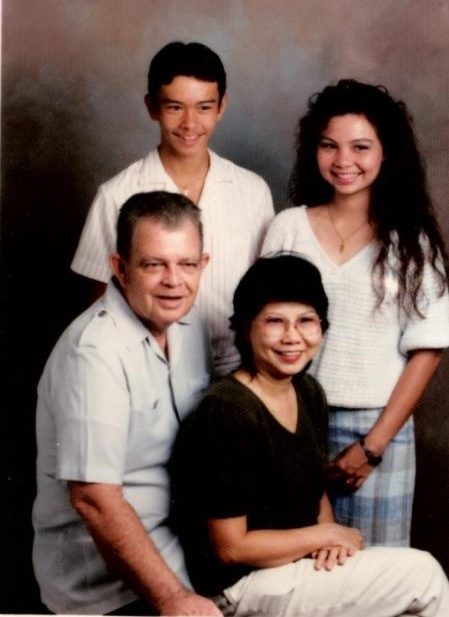 (Clockwise from top right) Tammy Duckworth pictured with Mother (Lamai), father (Franklin) and brother (Thomas).
